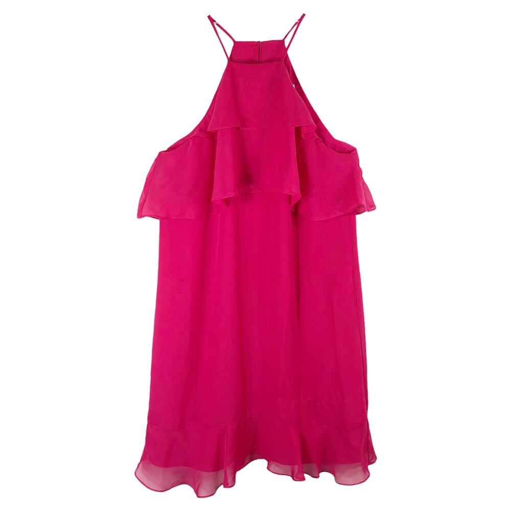 Charles Henry Hot Pink Halter Mini Dress